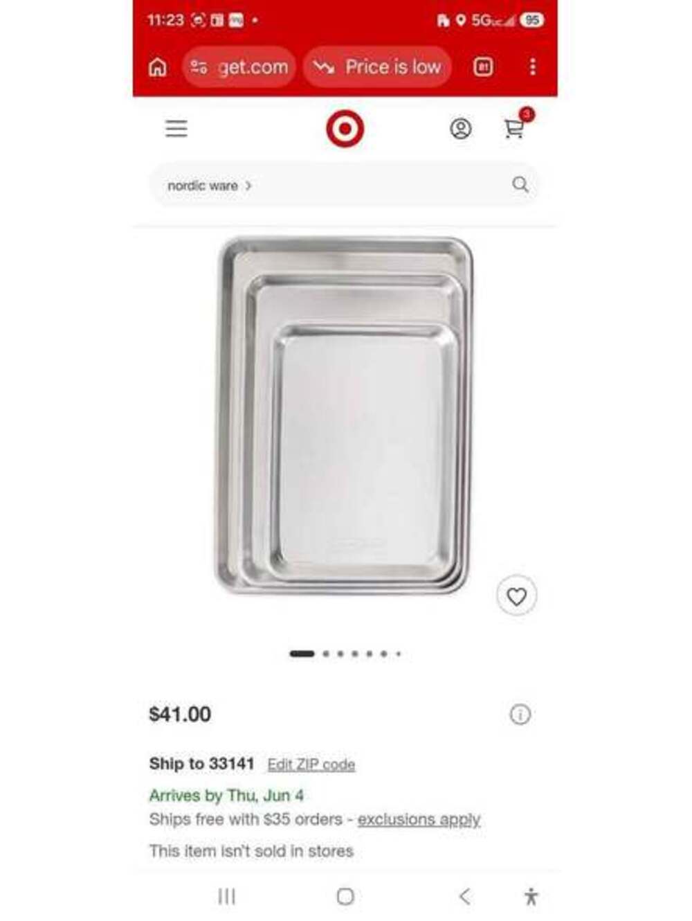 Nordic Ware Naturals 3-Piece Aluminum Baker's Sheet Pan Set